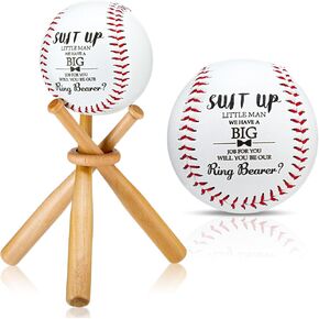 Ring Bearer Baseball Gift Will You Be Our Ring Bearer Baseball with Display Wooden Stand Holder Ring Bearer Proposal Gift Ring Bearer Request Baseball Gift for Wedding Day Party Favor