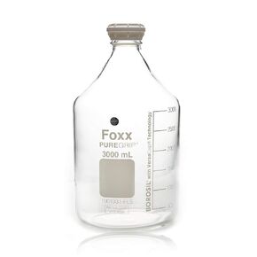 BOROSIL PUREGRIP 1501031-FLS Transparent Reagent Bottles with GL45 Screw Cap, 3000 mL, 3000 fl. oz., Borosilicate GLASS (Pack of 2)