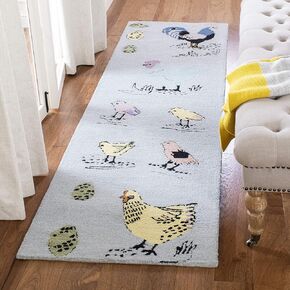 SAFAVIEH Novelty Collection Runner Rug - 2'3" x 8', Blue & Yellow, Handmade Country Wool, Ideal for High Traffic Areas in Living Room, Bedroom (NOV322M)