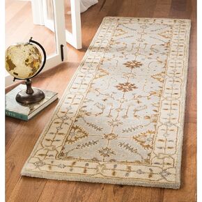 سجادة SAFAVIEH Royalty Collection - 2'3" x 7'، رمادي فاتح وكريم، صوف شرقي تقليدي مصنوع يدويًا، مثالية للمناطق ذات حركة المرور العالية في غرفة المعيشة وغرفة النوم (ROY870B)