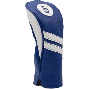 ProActive Sports | Vintage Golf Club Head Covers | for Drivers, Fairway Woods, and Hybrids | Classy Headcovers That Fit Most Clubs | Classic Leather Look | 5-Wood Headcover | Navy/White
