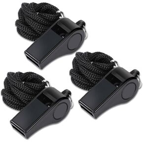 3Pack Whistle,Plastic Whistle Sports Whistle with Lanyard for Training Camping Hiking(Black).