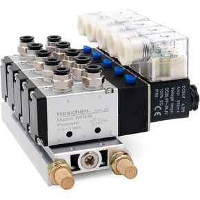 Electrical Pneumatic 5 Solenoid Valve 4V210-08 DC24V PT1/4 5 Way 2 Position Manifold Base Muffler Quick Fittings Set
