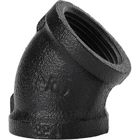 3/4" Black Pipe Fittings 45 Degree Elbow - Home Expert 4 Pack Malleable Cast Iron Elbow 45 Degree Threaded Pipe Fittings for Industrial Pipe Shelves Bracket, Vintage Industrial Pipe Furniture