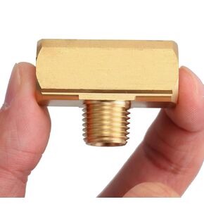 Litorange 2 PCS Metals Brass Pipe Fitting Barstock Male Branch Tee T Adapter 1/4" NPT Female x 1/4" NPT Female x 1/4" NPT Male (Pack of 2)