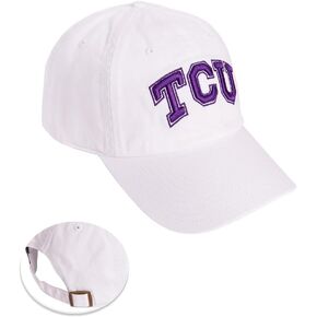 Desert Cactus TCU Texas Christian University Baseball Hat Horned Frogs Brimmed Embroirderd Hats Cap Adjustable Cloth Strap Adult (Style E1) White