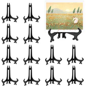 12 PCS Plastic Easels, Clear Acrylic Easel Stands, 3 Inch Small Display Stand, Mini Easel Holder for Photo Frame Small Plate Sports Card Picture Artwork Desktop Wedding Birthday Home Decoration