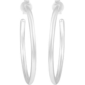Round 925 Sterling Silver Black Rhodium Hoop Earrings For Women
