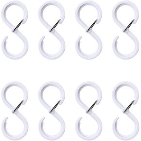 Kopida 8 Pcs S Hooks for Hanging, Heavy Duty S Shaped Hooks with Safety Buckle, Multifunctional Storage Hooks for Hanging Plants, Kitchen Utensil, Clothes and Bags(White)