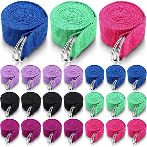 24 Pieces Yoga Strap for Stretching Yoga Exercise Adjustable Straps for Yoga Classes 6 Ft Non Elastic Yoga Belt with Adjustable D Ring Buckle for Pilates Gym Workouts Yoga Fitness in Kuwait
