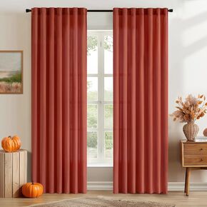 EMEMA Non-See-Through Privacy Sheer Curtains 84 Inches Long Solid Back Tab Rod Pocket Semi Sheer Curtain for Bedroom Living Room Light Filtering Window Drapes W52 x L84 2 Panels Olive Green