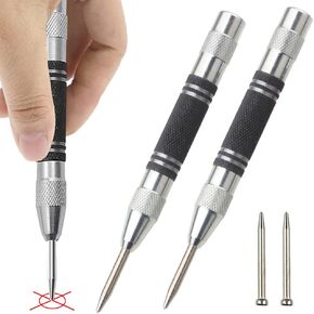Automatic Center Punch 5 Inch Spring Loaded 2 Pack Center Punch For Metal with Adjustable Tension Punch Tool for Metal(Two Replacement Tips Included)