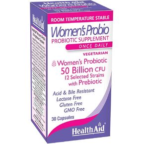 WomensProbio 50 Billion with Prebiotic, 30ct Once Daily Capsule, Support for Feminine Health, Abdominal Bloating, and Yeast Infection, Acid & Bile Resistant, Lactose, Gluten, and GMO Free, Vegetarian