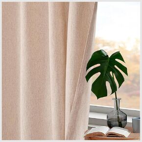 Linen Farmhouse Curtain in 50x84 Natural, Linen Cotton Curtains, 1 Panels Tab Top Curtains, Room Darkening Drapes, Curtains for Bedroom, Curtains for Living Room, Natural Curtain Set of 1