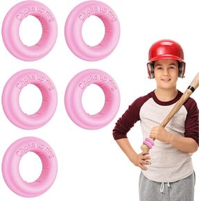 [5 Packs] Baseball Bat Grip Choke Up Rings for Youth Baseball Softball Teeball Tball Bat Choke Up Ring Bat Knob Baseball Bat Accessories - Red