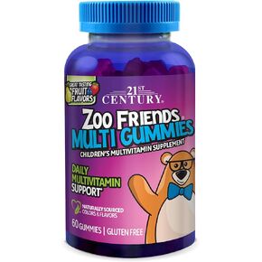 21st Century Zoo Friends Multi Gummies, Fruit 60 Count