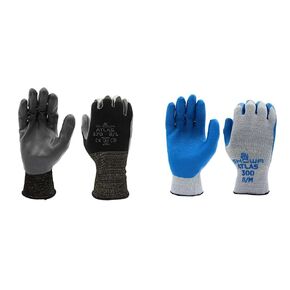 SHOWA Atlas 370B Nitrile Palm Coating Glove, Black, Medium (Pack of 12 Pairs)