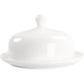 Butter Dish With Lid For Countertop, Porcelain Butter Holder with Lid, Butter Container Perfect for East and West Coast Butter, Durable & Sturdy Butter Keeper (6 Inch Round)