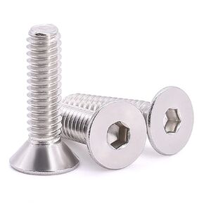 10-32 x 1/2" (50 Pcs) Flat Socket Cap Screws, 304 Stainless Steel 18/8, Full Thread, Countersunk Head, Connections Bolts, ASME/ANSI B18.3-8