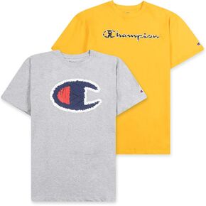 Champion Mens Big and Tall T Shirt, Crewneck Men Tees 2 Pack (2XLT, White/Black)