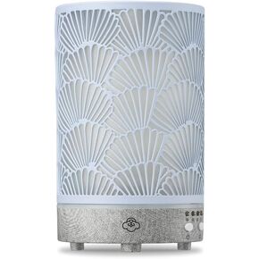 Serene House Shell, Ultrasonic Essential Oil Cool Mist Diffuser - 7-Color Calming LED Light, Timer Control, Automatic Shut-Off - Grey Metal, 90ml