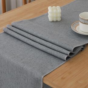 Grey Faux Linen Table Runner Farmhouse Style, Solid Color Coffee Table Runner for Dining Decorations, Purity Rectangle End Table Runner for Daily use Party Wedding Holiday 72x13 inches