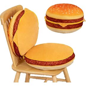 Large 3D Simulation Hamburger Pillow, Funny Plush Cheese Burger Pillow, Cartoon Creative Food Pillow, Soft Stuffed Hamburger Plush Toy Back Cushion Home Decor Gifts (C)