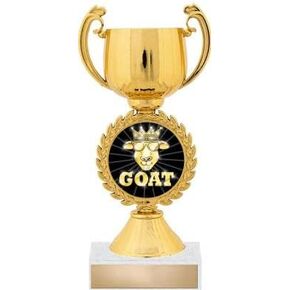 Crown Awards 7.25" Gold Chaplet G.O.A.T. Cup Trophy Prime