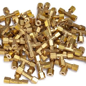 LTWFITTING 3/16-Inch OD Compression Tee,Brass Compression Fitting(Pack of 200)