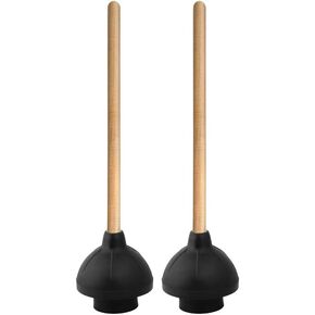 Superio Plunger, Black Rubber, Natural Wood Handle