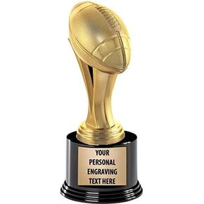 Crown Awards Football Trophies with Custom Engraving, 7.25" Personalized Gold Football Trophy On Deluxe Round Base Prime