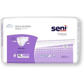 Seni Super Adult Incontinence Brief XL Heavy Absorbency Breathable, S-XL25-BS1, Heavy, 25 Ct