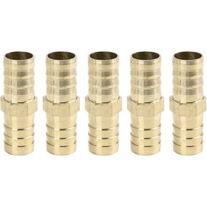 X AUTOHAUX 12mm Brass Barb Hose Fitting Straight Union Connector for Air Water Gas Oil 5pcs