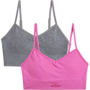 Nicole Miller Girls' Training Bra - 2 Pack/4 Pack Seamless Padded Long Line Cami Bralette - Breathable Bra for Girls (S-XL)