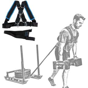 Sled Harness Tire Pulling Harness, Sled Shoulder Harness Adjustable Fitness Workout Resistance Speed Training Trainer Belt with Pull Strap for Pulling Resistance Speed Training,