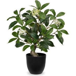 Briful 16.5'' Fake Plants Small Faux Laurel Bay Tree in Black Pot Realistic Greenery Artificial Plants Indoor Houseplant for Home Decor Farmhouse Bathroom Living Room Wedding Table Centerpieces