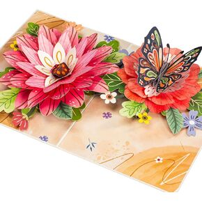 Frndly by Paper Love, Floral Bike Pop Up Card, For All Occasions, Birthday, Mother's Day, Valentine's Day, Thank You, Get Well or Just Because, 8"x6" Cover,with Removable Note Tag