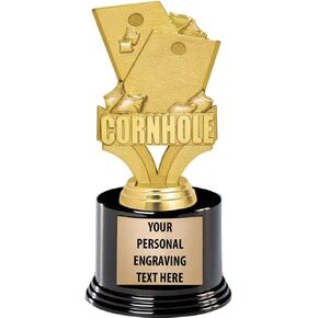 Crown Awards Cornhole Trophy, 7.25" Cornhole Champion Trophy with 5 Lines of Free Engraving Prime