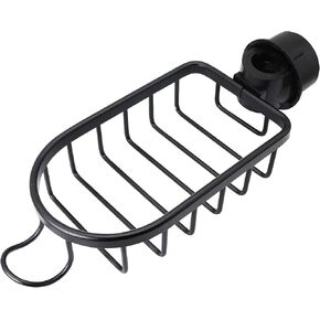 SinLoon Kitchen Faucet Sponge Holder, Sink Caddy Organizer, Space Aluminum Soap Dish Brush Rack Hanging for Kitchen & Bathroom Accessories(Black)