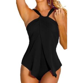 Xuan2Xuan3 Womens Halter Neck One Piece Padded Tankini Swimsuit Monokini Swimwear Swimdress FBA