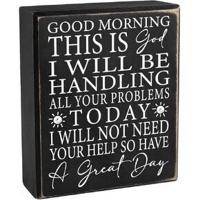 God Quote Decor - Inspirational Box Decor - Religious Gifts for Men, Women - Catholic Gifts for Men - Inspirational Christian Desk Decoration - Church Decorations - Grateful Decorations