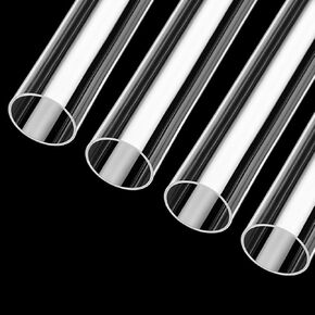 JoyTube Clear Rigid Acrylic Pipe Tube 5PCS 1"(25mm) OD & 5PCS 1/2"(12mm) OD x 1mm Wall Thickness 15.5" Length Round DIY High Impact PMMA Tubing for Lamps and Lanterns, Water Cooling System