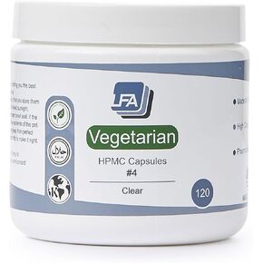 Empty Capsules Size 4 - Clear Vegan HPMC - 120 Count - Fits Capsule Machine Filling Tray - Joined Vegetarian Caps Easy Snap for DIY Powder Supplement Pills - Certified Halal Kosher Hypromellose