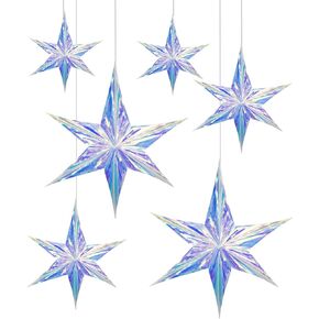 5 Pack Variety Holographic Rainbow Ornaments Iridescent Party Decoration, Hanging Decorative Garland Flower Honeycomb Ball for Birthday Wedding Baby Shower Rainbow Home Ceiling Wall Decor