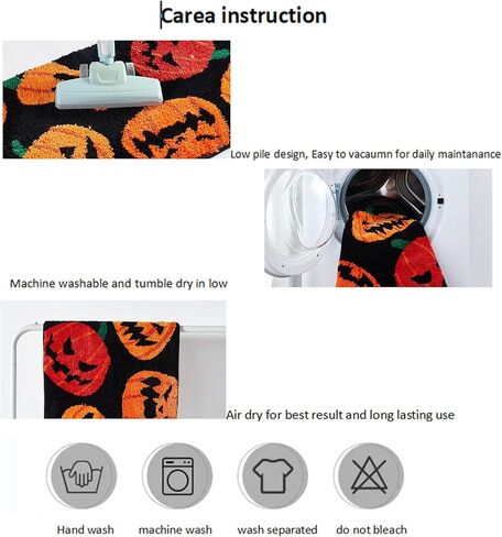 سجادة عداء الحمام للهالوين الخريفية، سجادة غير قابلة للانزلاق، 18 × 45 لطيف برتقالي الخريف ملون، سجادة حمام طويلة جدًا ناعمة، سجادة عداء الهالوين القوطية المخيفة لمدخل المطبخ in Kuwait
