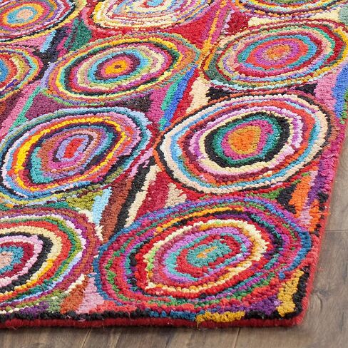 SAFAVIEH Nantucket Collection Runner Rug - 2'3" x 8', Pink & Multi, Handmade Modern Abstract Boho Cotton, Ideal for High Traffic Areas in Living Room, Bedroom (NAN143A) in Saudi Arabia