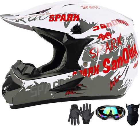 Motocross Helmet,Youth & Adult ATV Dirt Bike Motorcycle Helmet, Kids BMX 4-Wheeler Off-Road Mountain Bike Helmet,DOT Certified,W/Gloves Goggles Mask 4-Piece Set in Kuwait