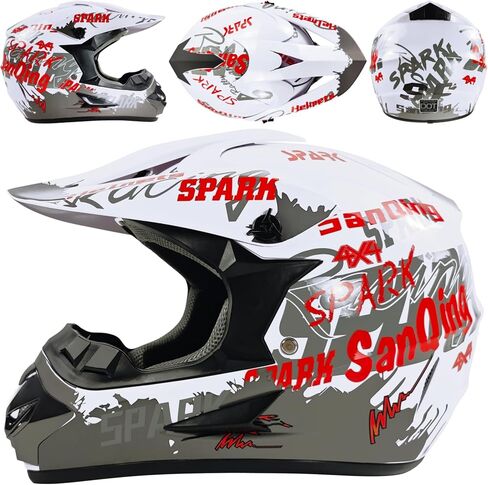 Motocross Helmet,Youth & Adult ATV Dirt Bike Motorcycle Helmet, Kids BMX 4-Wheeler Off-Road Mountain Bike Helmet,DOT Certified,W/Gloves Goggles Mask 4-Piece Set in Kuwait