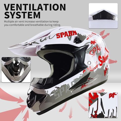 Motocross Helmet,Youth & Adult ATV Dirt Bike Motorcycle Helmet, Kids BMX 4-Wheeler Off-Road Mountain Bike Helmet,DOT Certified,W/Gloves Goggles Mask 4-Piece Set in Kuwait
