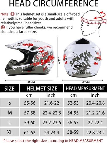 Motocross Helmet,Youth & Adult ATV Dirt Bike Motorcycle Helmet, Kids BMX 4-Wheeler Off-Road Mountain Bike Helmet,DOT Certified,W/Gloves Goggles Mask 4-Piece Set in Kuwait
